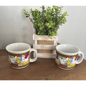 Lot of 2 Vintage Russ Chicken Soup Straight From the Coop Mugs Large
